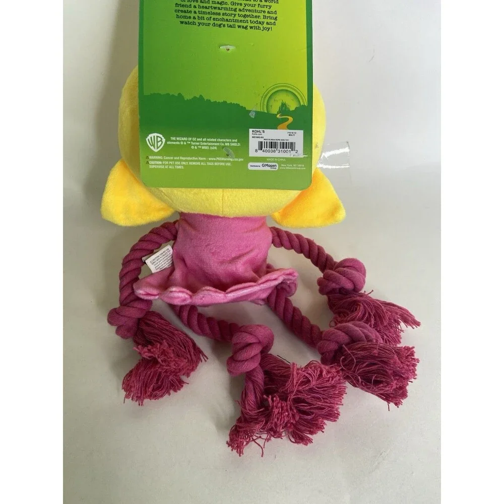 NEW Wizard Of Oz Glinda the Good Witch Plush Rope Dog Toy With Squeaker